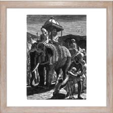 The Queen on the Elephant, key black & 3 colour blocks - Unsigned - Ready Framed